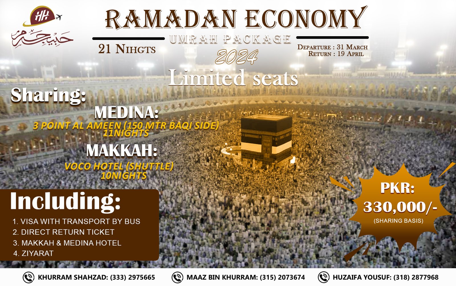 Ramadan Economy Umrah Package 2024 – 21 Nights Special